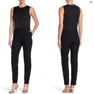 NWT Diane von Furstenberg Melody Satin Crepe Black Jumpsuit M